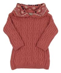 Ružové vzorované pletené šaty s golierom Primark