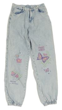 Světlemodré cuff rifle s motýly Young Idols