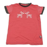 Korálovo-hnedé tričko jeleňmi Kilpi