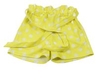 Žlté bodkované sukňové kraťasy s opaskom