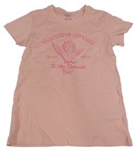 Svetloružové tričko s nápisom