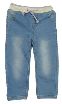 Modré teplákové rifle s pruhovaným pasom Ergee