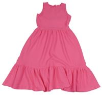 Neonově růžové vzorované šaty s volnými zády Primark