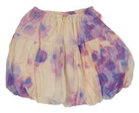 Ružovo-fialová batikovaná plátenná balonová sukňa Zara