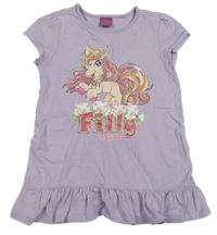 Lila peplum tunika s poníkem