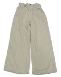 Smetanové manšestrové wide leg kalhoty Zara