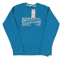 Nové - Azurová vzorovaná mikina s výšivkou Pep&Co.