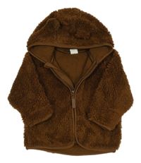 Hnedá chlpatá prepínaci podšitá mikina s kapucňou H&M