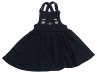 Čierna tepláková na traká sukňa s mačičkou a trblietkami George