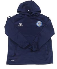 Tmavomodrá funkčná futbalová mikina so znakom a kapucňou hummel