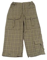 Hnedo-čierno-vínové kockované vzorované culottes nohavice ZARA
