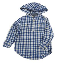 Námořnicky modro-bílá kostkovaná polokošile s kapucňou GAP