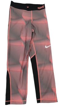 Sivo-korálovo-čierne športové legíny s logy zn. Nike Pro