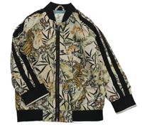 Pudrovo-černý jarní bomber s tigrami a listami a pruhmi RIVER ISLAND