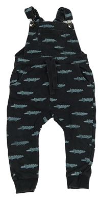 Tmavomodré laclové turecké tepláky s krokodýlky Next 