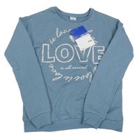 Nové - modrošedá mikina s nápismi Y.F.K.