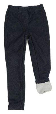 Tmavomodré teplákové zateplené tregíny riflového vzhledu lupilu