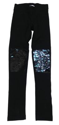 Černé džegíny s překlápěcími flitry H&M