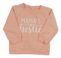 Broskvová mikina s nápismi a šipkami