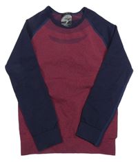 Vínovo-tmavomodré melírované thermo tričko so vzorom lupilu