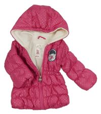 Tmavoružový bodkovaná ý prešívaný šušťákový zimný kabát s dievčatkom a kapucňou ZEEMAN