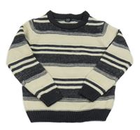Smetanovo-čierny pruhovaný sveter KIDS