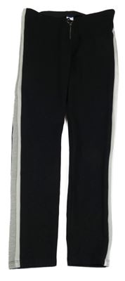 Čierno-sivo-svetlosivé tregínové nohavice so zipsom C&A