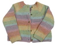 Barevný pruhovaný melírovaný žinylkový propínací svetr Next