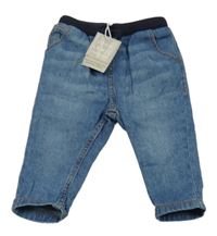 Nové - modré rifle s tmavomodrým úpletovým pasem John Lewis