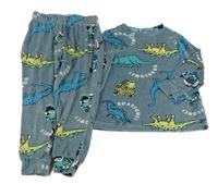 Modrošedé plyšové pyžama s dinosaurami V BY VERY