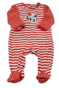 Červeno-bílý sametový overal s Minnine a puntíky Disney