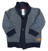 Tmavomodrá melírovaná propínací mikina s límečkem C&A