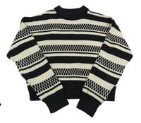 Čierno-smotanový vzorovaný crop sveter F&F