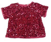 Malinové sametové flitrové slavnostní tričko Tu