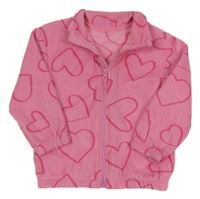 Ružová fleecová prepínaci mikina so srdiečkami St. Bernard