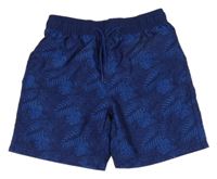 Tmavomodré plážové kraťasy s listami
