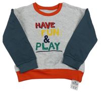 Nové - světlešedo-tmavošedo-červená melírovaná prošívaná mikina s nápisy St. Bernard