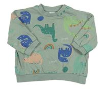 Olivová mikina s dinosaurom H&M