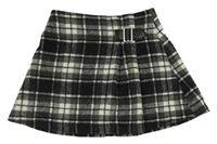 Čierno-tmavošedo-biela kockovaná sukňa s přezkou Next