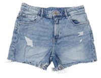 Modré plesňové rifľové kraťasy s vyšúchaním H&M