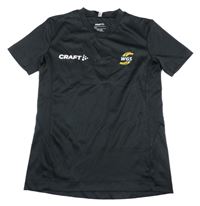 Čierne športové funkčné tričko s nápismi Craft