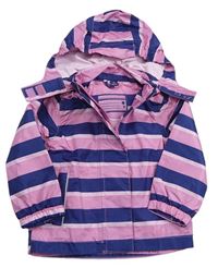Ružovo-modrá pruhovaná šušťáková jesenná bunda s kapucňou Pocopiano