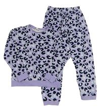 Lila plyšové pyžamo s leopardím vzorem a hvězdami M&S
