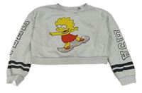 Biela crop mikina s Lisou Simpson zn. H&M