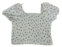 Biele kvetované žabičkové crop tričko Primark