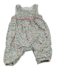 Mátový kvetovaný podšitý nohavicový overal Mothercare