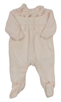 Svetloružový zamatový overal so srdcem a golierikom Mothercare