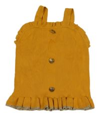 Okrový žebrovaný pletený crop top s knoflíky River Island