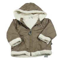 Hnědá šusťáková zateplená bunda s kapucí