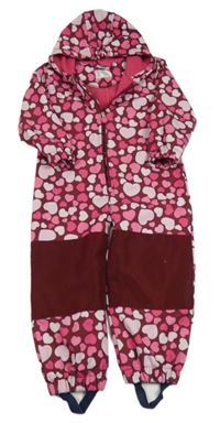 Vínová softshellová kombinéza so srdiečkami a kapucňou Cool&Young